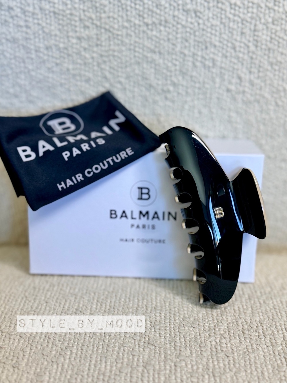 New Balmain Pince à Cheveux Large Black/White hair claw clip